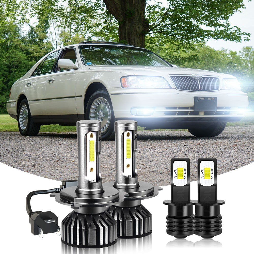 For Infiniti Q45 1997 1998 6000K LED Headlight Hi/Lo Fog Light Bulbs Combo 4pcs
