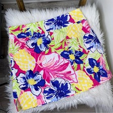 Rafaella Pink and Blue Floral Mini Skirt Size XL