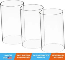 Glass Hurricane Candle Cover Windproof Open Ended Cylinder Sleeve for...