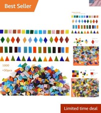 1050 Mixed Shape Glass Mosaic Tiles - Colorful Art Deco Crafting Supplies