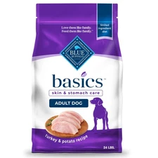 Blue Buffalo Basics Dry Dog Food, Skin & Stomach, Limited Ingredient, Turkey, 24