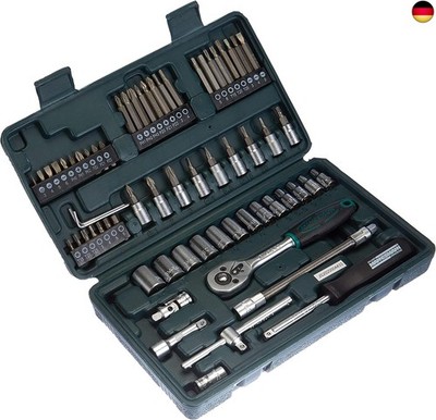 Mannesmann Brüder Steckschlüsselsatz 1/4 Zoll 65-tlg., aus Chrom-Vanadium, mit R