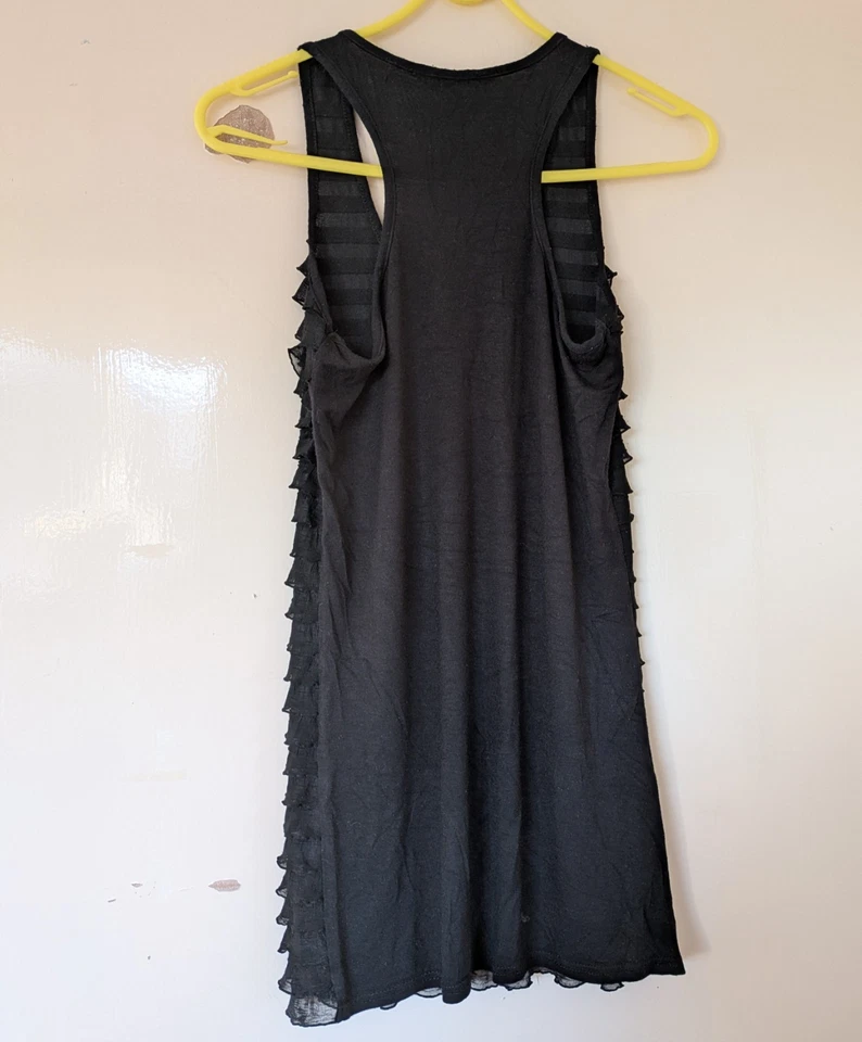 New Look Black Sleeveless Frill Front Racer Back Vest Top Size UK 12 - Image 3 of 4