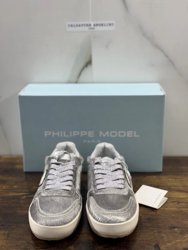 Philippe Model Sneakers Nice Low Pony Metal argentata  36 - Immagine 2 di 4