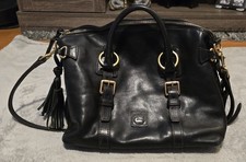 Dooney & Bourke Black Leather Satchel with Go...