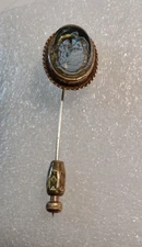 Vintage Victorian Revival Amethyst Glass Venus & Cupid Intaglio Stick Pin