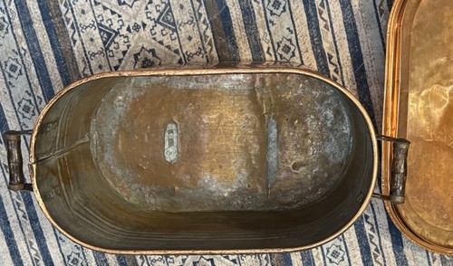 Vasca lavabo caldaia rame vintage casale pentola con coperchio rustico metallo primitivo - Foto 8 di 10