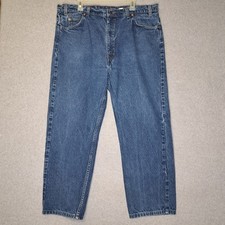 Levi's 505 Regular Fit Jeans Men's 42 X 30 Dark Blue Orange Tab Vintage 90s
