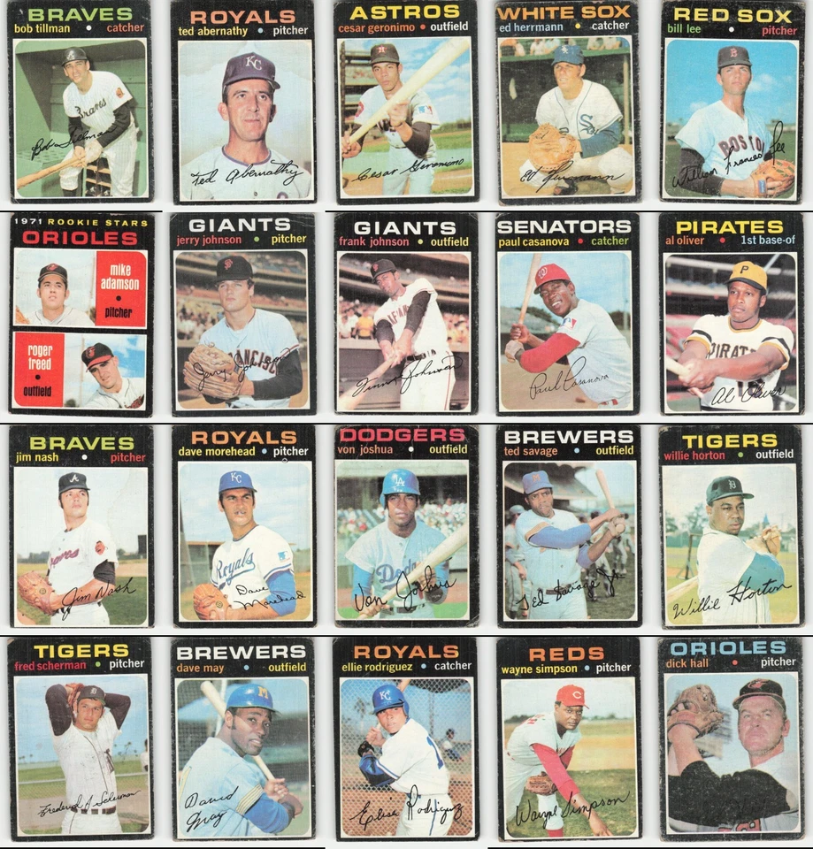 (100) 1971 Topps PR-VG Lote De Colección Tarjetas de Béisbol MLB Conjunto Parcial Colección Foto 3 de 4
