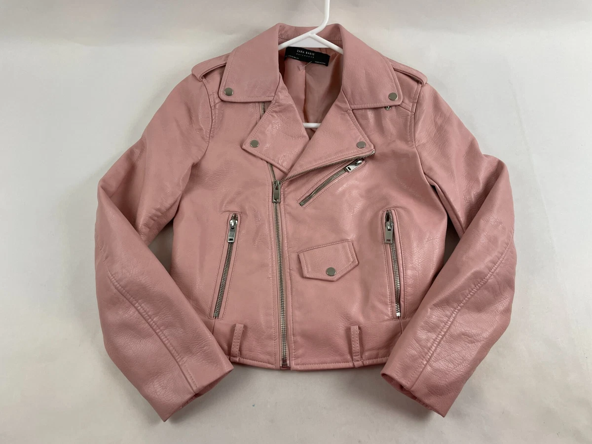 Pink leather jacket deals zara