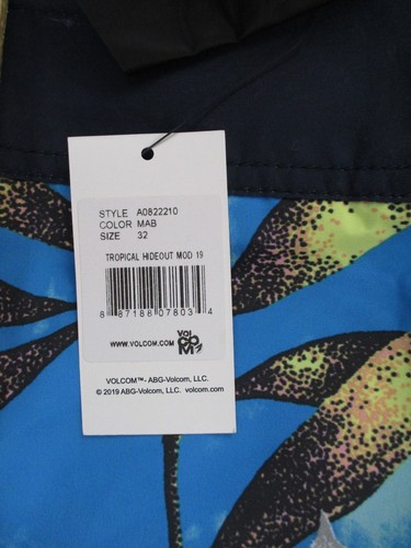Volcom Mod Tech Swim Trunks Board Shorts Mens 32 Blue Summer Floral Drawstring - Picture 8 of 9