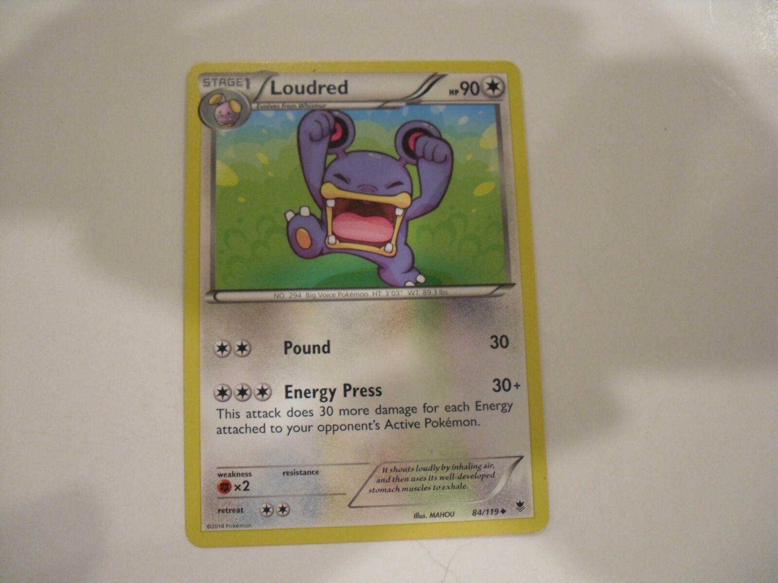 2014 Loudred Pokemon Card Phantom Forces Base Set #84/119    T