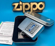 Genuine Brand New 2006 ZIPPO Lighter BUILT TOUGH FORD LOGO Design Stain Chrome