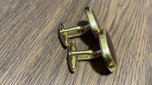 CUFFLINKS Gold Tone Germany With Natural Stone CORNELIAN - Picture 4 of 6