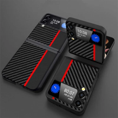 For Samsung Galaxy Z Flip 4 5 6 Carbon Fiber Phone Case Shockproof Bumper Cover