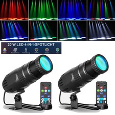 2stk 20W Pinspot LED DJ Effekt Licht 4in1 RGBW Discokugel Strahler Fernbedienung