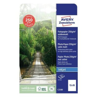 Premium White Inkjet Photo Paper 13x18 250g 50 Sheets - Seidenmatt - Avery