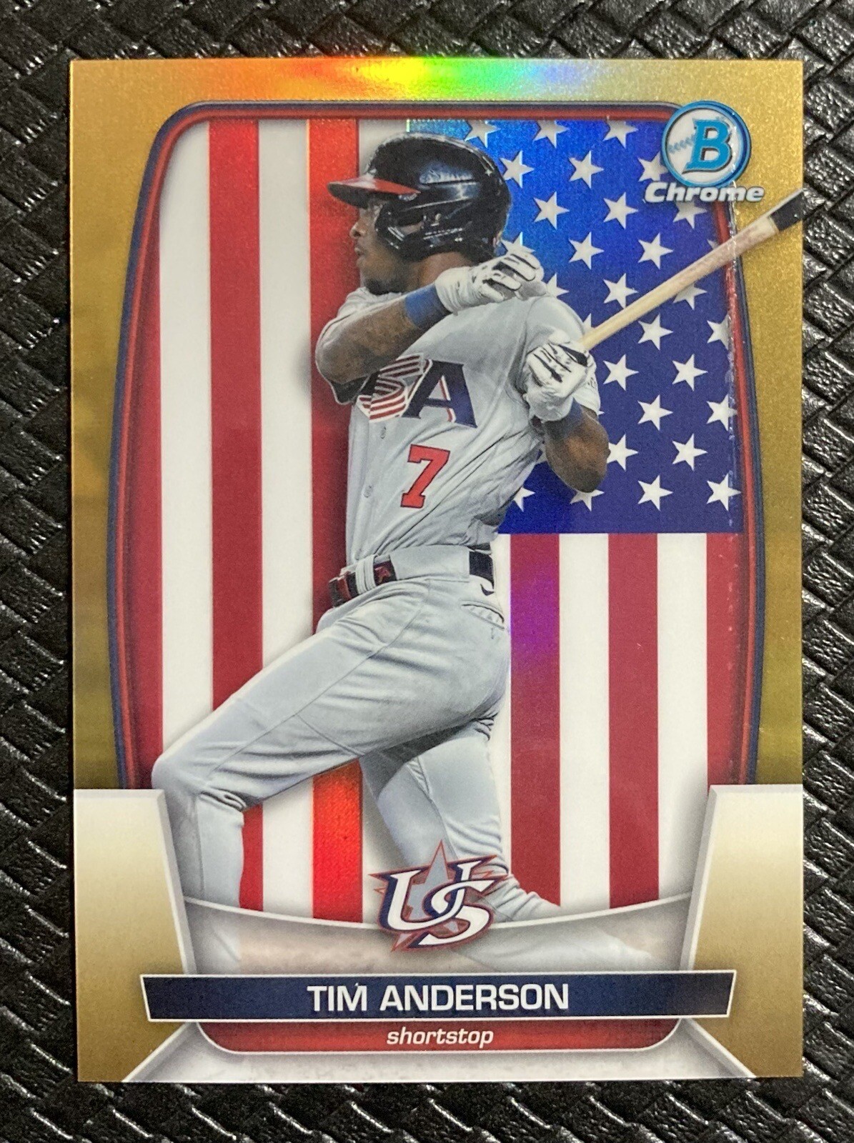 TIM ANDERSON 2023 Bowman Chrome WBC-81 Flag Variation Gold Refractor /50 USA SSP