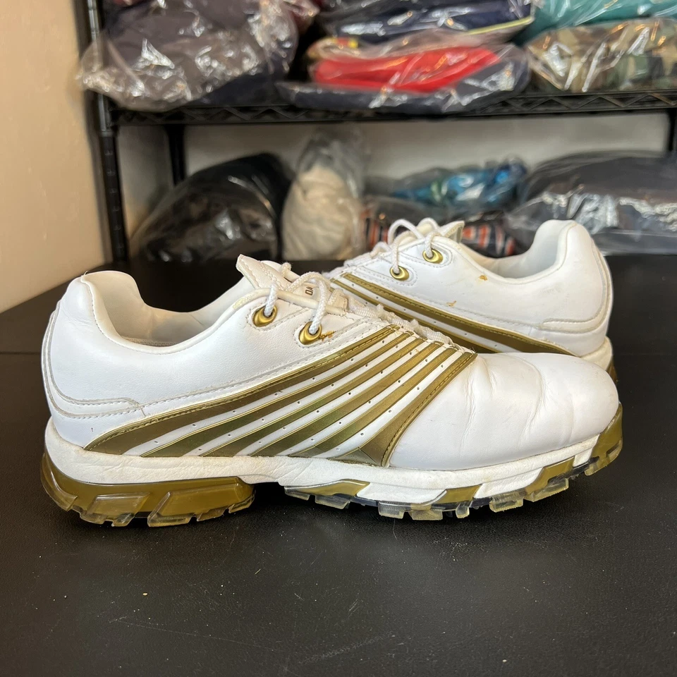 Zapatos de golf Oakley Y2K vintage raros para hombre oro blanco 14029-160 talla 8 desgastados Foto 4 de 4