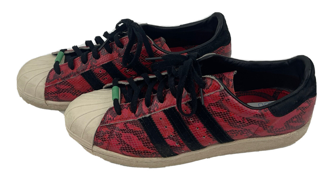 846レッド Adidas Superstar Men's 9 Leather Red Snake Chinese New Year Print