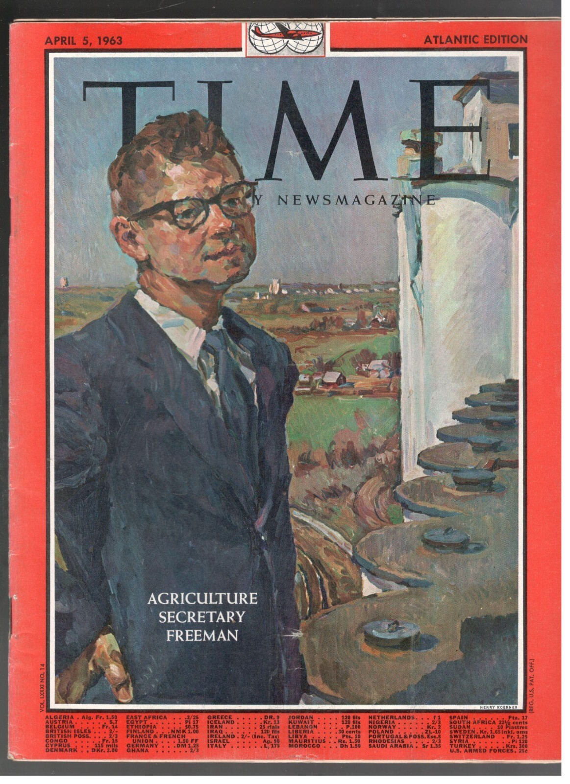 Orville Freeman Agriculture Secretary U.S. Time Magazine 1963 April 5