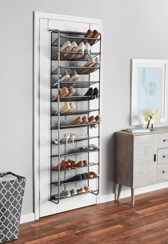 Over The Door Shoe Rack 12-Tier Storage Organizer Entryway Space Saving Metal - Picture 2 of 4