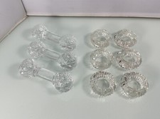Vintage 6pc Crystal Tea Light Votive Candle Holders & 3pc Crystal Knife Rest Lot