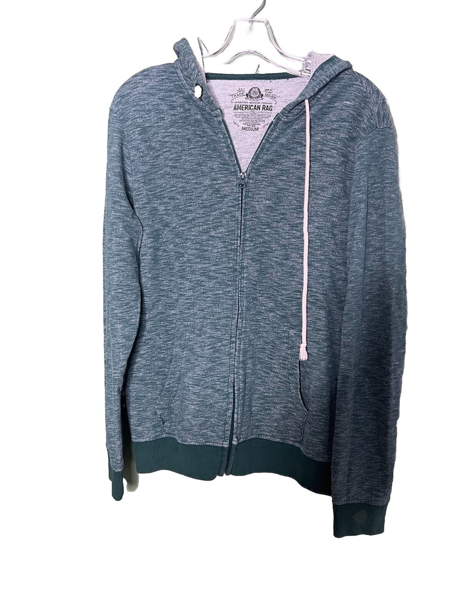 AMERICAN RAG Hoodie Men Medium Cotton Blend L/S Full Zip Pocket