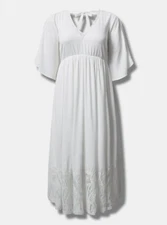 Torrid Festi Mixed Lace Washable Gauze Maxi Dress White 1 1X 14 16 #G41191