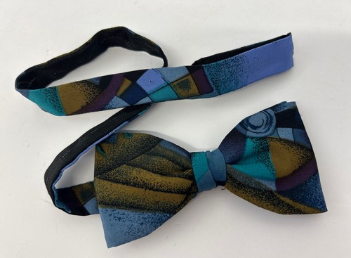 Retro Novelty Tie Rack Bow Tie Blue Geometric Gift Vintage 1990s