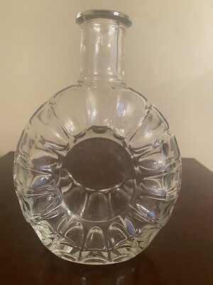 E Remy Martin Cognac France Bottle Glass Decanter No Stopper  Empty Clear 9.5''T