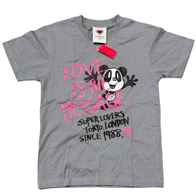 Vtg Y2K Super Lovers Japan LOVE IS THE MESSAGE Panda Bear T-Shirt 16.5  M