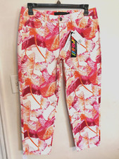 Image of Calvin Klein Jeans Womens 32/14 Pink White Skinny Crop Stretch Slim Fit Pockets