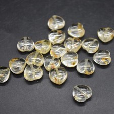 Yellow Topaz Gemstone Heart Beads - 8mm - 10 Beads, for Jewellery Making