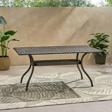 Honolulu Traditional Outdoor Aluminum Rectangular Dining Table