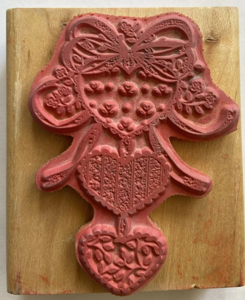 SELLOS ARTÍSTICOS Cinta Corazones Arco Floral Arte Popular Amor Sello de Goma 1995 Foto 2 de 4