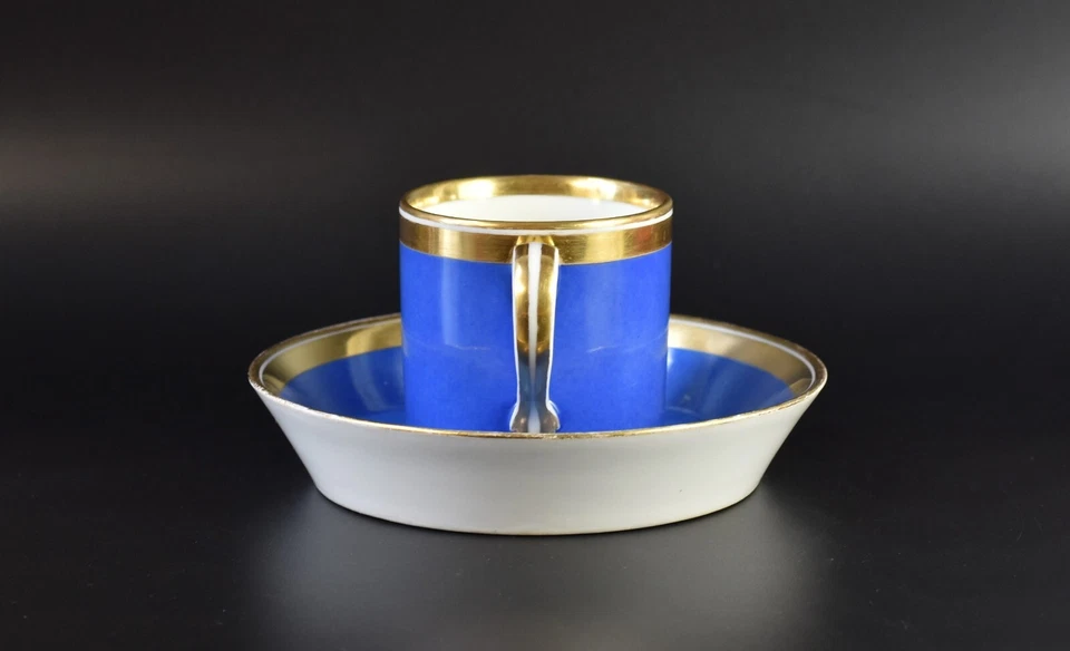 Alt Wien Porzellan Tasse Empire Stil Zylindertasse blau gold 19 Jh. - Bild 2 von 4