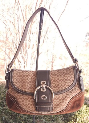 美品　COACH　SOHO　コーチ　ソーホー　ワンショルダー　F10925 Coach F10925 Vintage Soho Brown Suede, Leather & Signature C