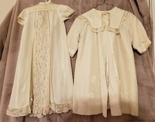 Antique Ivory Long Baby Baptism Gown, Coat, Slip, and Bonnet. Darling 3-6 mo.