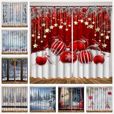 Winter Forest Scenery Xmas 3D Blackout Curtain 2 Panels Drapes Window Curtains