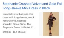Designer Bisou Bisou Black Velvet Dress SZ 8 NEW!!! ***SALE 1/2 OFF** Now $99