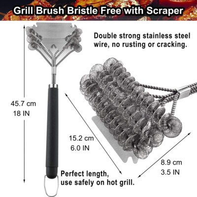BBQ Grillbürste Borstenfrei mit extra breitem Schaber Reiniger