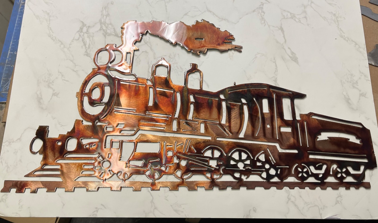 Steam Engine Train Metal Wall Art Copper 22 3/4" x 12" eBay