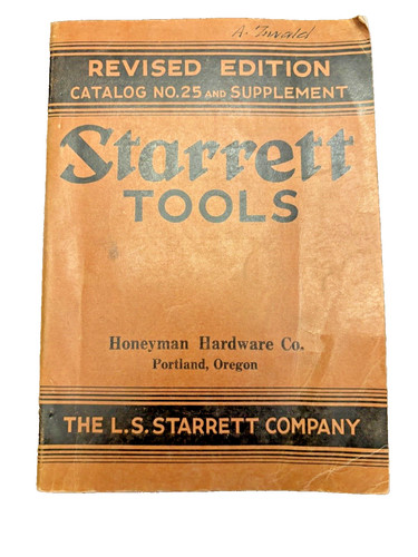 1935 Starrett Mechanical Tools Trade Catalog No. 25 and Supplement 383 Pages USA