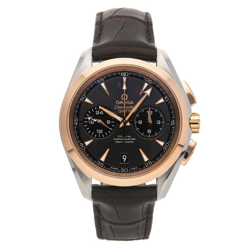 omega seamaster aqua terra auto steel gold mens strap watch 231.