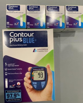 Contour Plus Blood Glucose 200 Test Strips PLUS METER Exp 04/30/2027