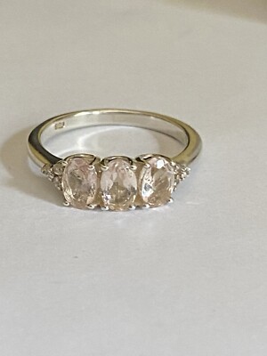 Ring Sterlingsilber Rosenquarz und weißer Topas Set Größe O