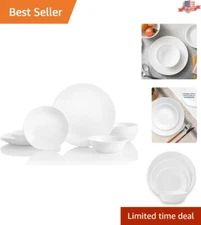 Elegant 18-Piece Winter Frost White Dinnerware - Lightweight & Chip Resistant