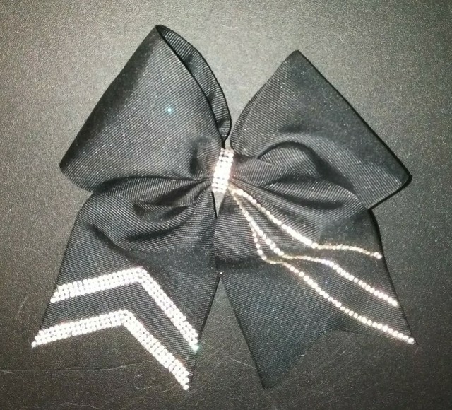 Download BLACK RHINESTONE BLING Cheer Bow CLEARANCE school event hair bows AB CRYSTALS | eBay