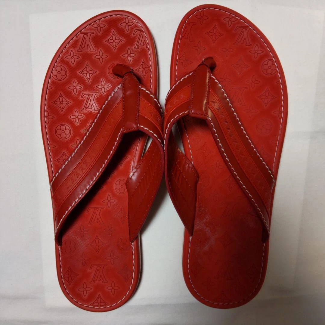 LOUIS VUITTON Slip-On Sandals Size US9 EU42 Red Men's with Sandal Cases